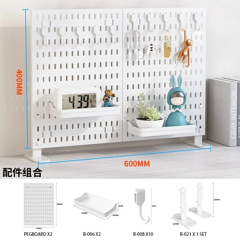 Desktop pegboard storage kit.