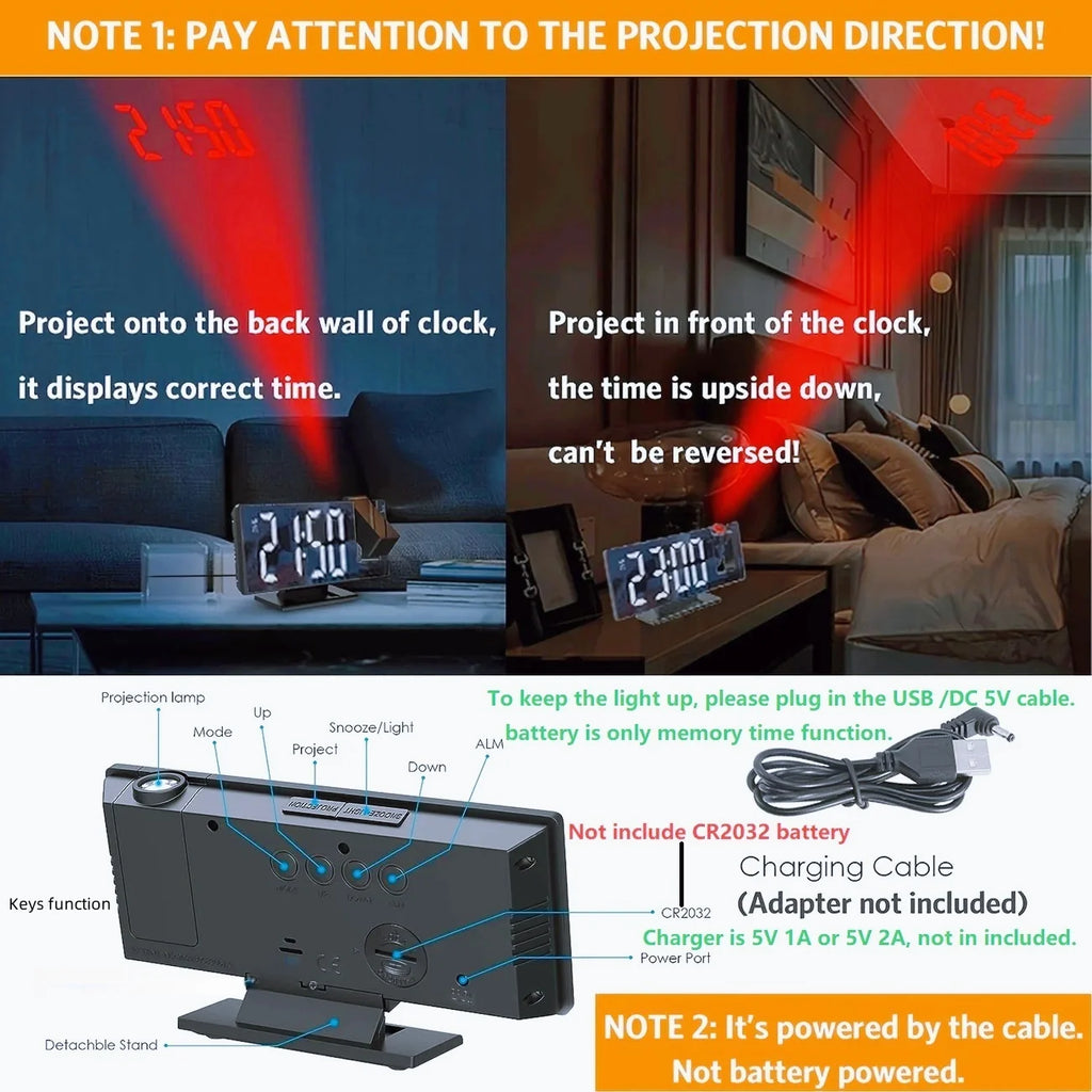 Projection alarm clock  multifunction