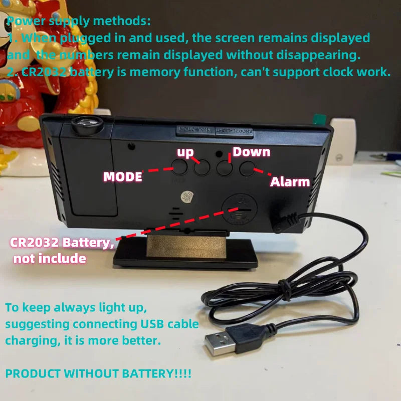 Projection alarm clock  multifunction