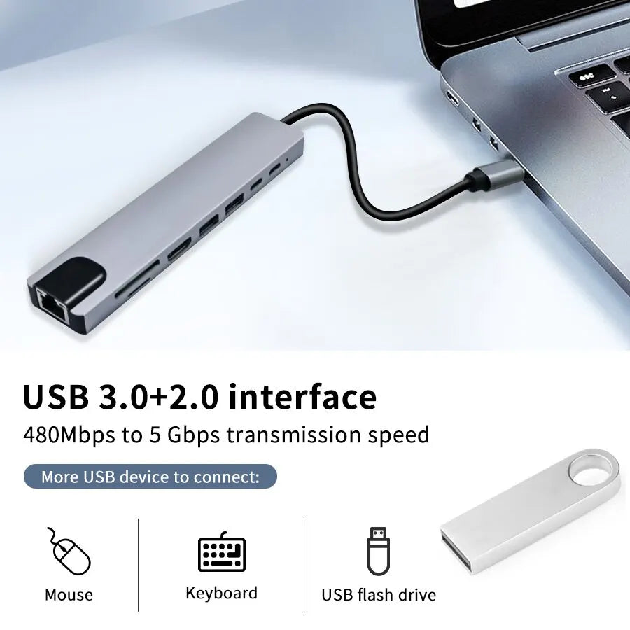 USB3.0 USB C Hub Type-C to 4K HDMI-compatible