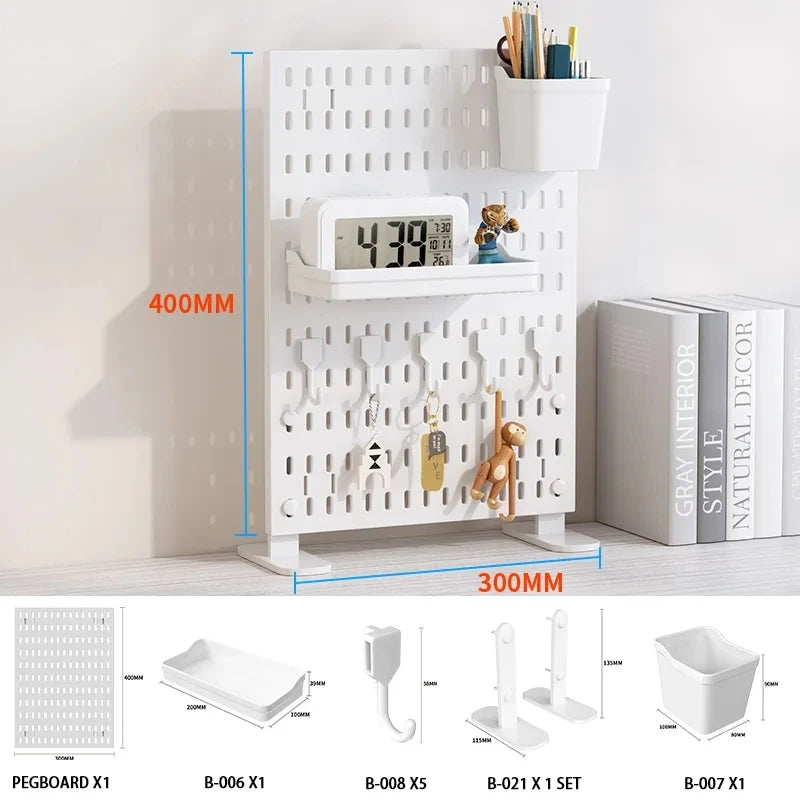 Desktop pegboard storage kit.