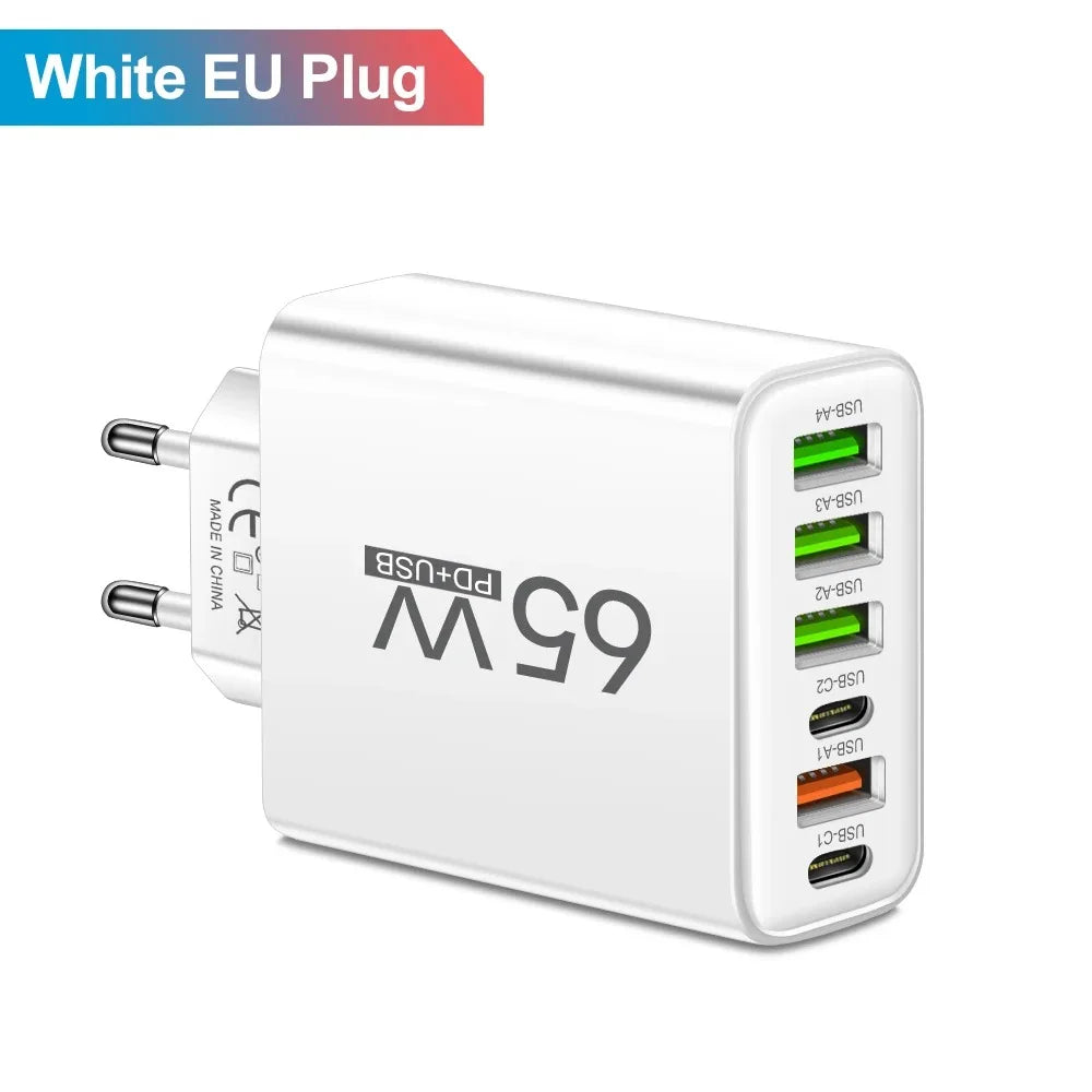 Multi Ports 65W USB Charger Fast Charging Type C