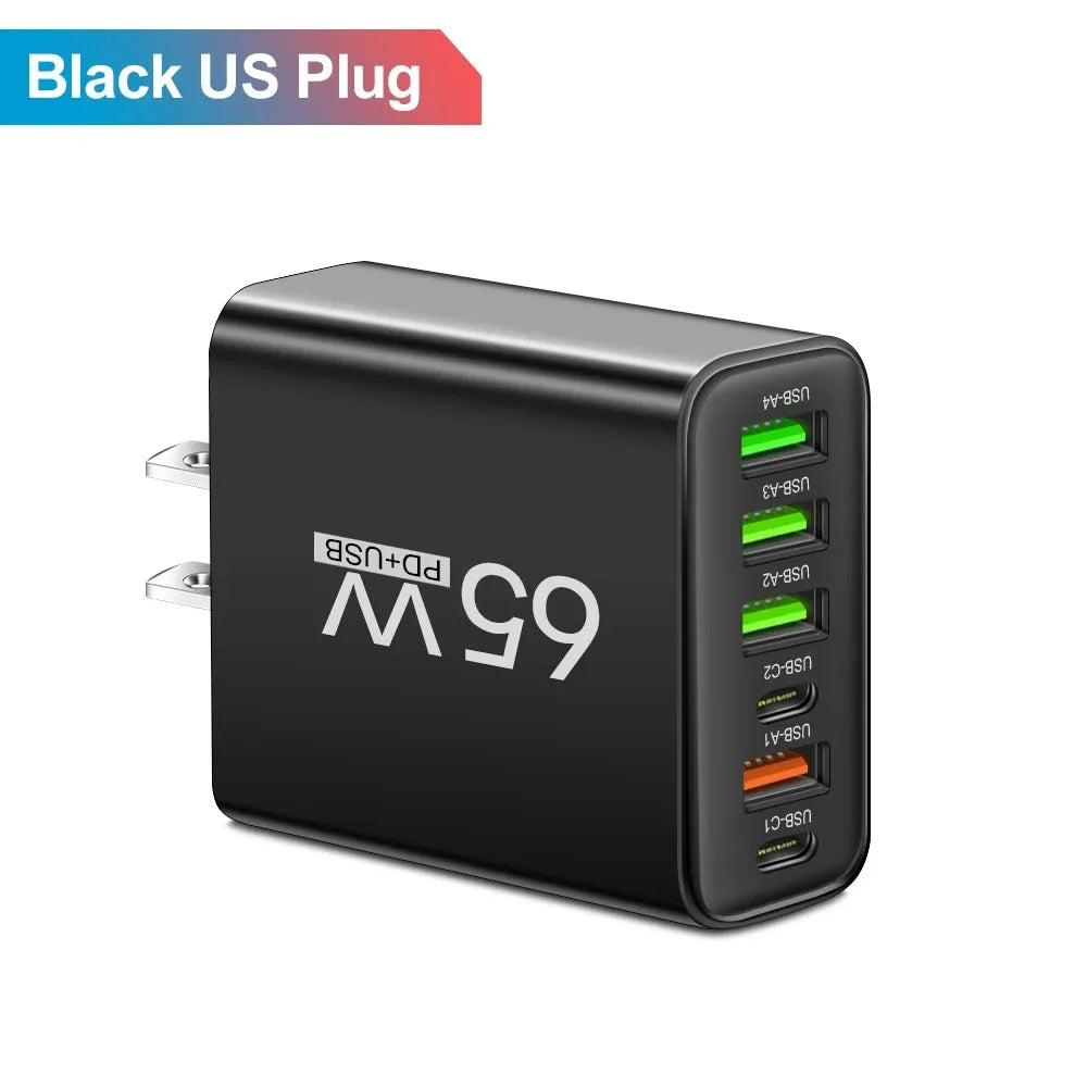 Multi Ports 65W USB Charger Fast Charging Type C