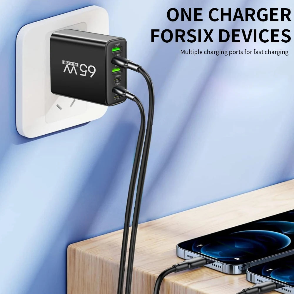 Multi Ports 65W USB Charger Fast Charging Type C